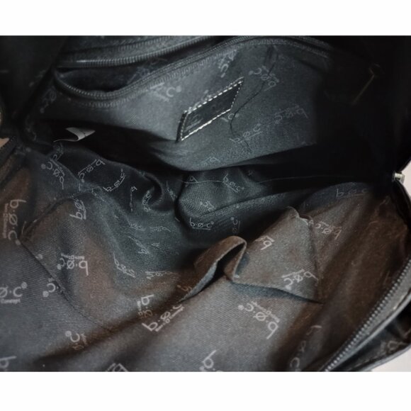 BOC Born Shoulder Purse Bag Flap Zipper Bucket Black Faux Leather - Picture 6 of 13